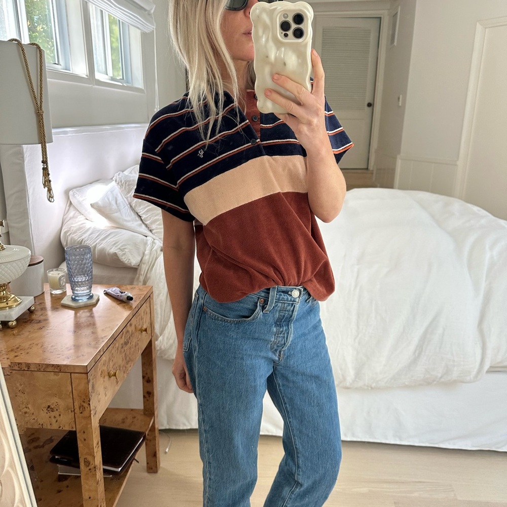 Dior Striped Navy and Rust Polo Shirt